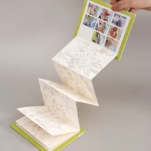 كتاب رسم مائي أكورديون، كتاب تلوين للكبار، كتاب رسم DIY، دفتر رسم مائي، مع فرشاة رسم واحدة مرفقة