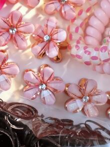 1085/1090/1045pcs/Set Warm Color Hair Accessory Set, Includes Satin Texture Scrunchies, Satin Hair Ties, Polka Dot Hair Ropes, Bow Hair Accessories, High Elasticity Rubber Band Set, Exquisite Small Hair Accessories With Rich Details - Suitable For Girls And Women, Meets Daily, Party And Other Occasion Needs, A Treasure Choice For Creating Sweet Style - Multicolor - View 2