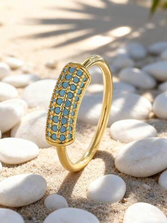 Charm-In خاتم ذهبي بطراز عتيق مرصع بالفيروز، تصميم راقي وأنيق