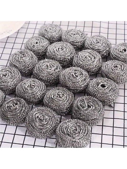 6 piezas/12 piezas Bolas de limpieza de cocina de acero inoxidable - Estropajo no eléctrico, adecuado para tazones, ollas, utensilios de estufa, cepillo de acero inoxidable y lana de acero, artículos de limpieza