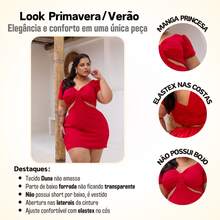 PLUS SIZE SUMMER SLEEVE DRESS LIGHTWEIGHT LOOSE FABRIC RUFFLED NECKLINE SEXY COMFORT SUMMER LOOK CURVE G1 AND G2 - RED DUNE - View 5