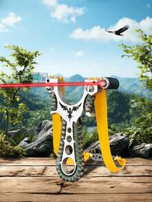 1 Set High Power New Slingshot For Outdoor Hunting, Includes Slingshot And Rubber Bands (Rubber Arrow Color Is Random, No Infrared Sight Included, Please Refer To Actual Received Item)