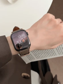 1pc Soft Leather Watch Band, Compatible With Apple Watch, Women's Sport Style, Fits 38mm, 40mm, 41mm, 42mm, 44mm, 45mm, 46mm, 49mm, Compatible With Apple Watch Series 10/9/8/7/6/5/4/3/2/1 SE Ultra - Coffee Brown - View 4