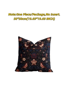 1 pieza/2 piezas Funda de almohada decorativa cuadrada, con patrón floral pastoril, adecuada para todas las estaciones, disponible en varios colores y tamaños, funda de almohada de tela jacquard multicolor de alta densidad, sin relleno de almohada, cierre con cremallera, aplicable para fiestas festivas, fundas de cojín de sofá, camas, salas de estar, oficinas, automóviles y como regalo. - pájaro negro - Ver 14