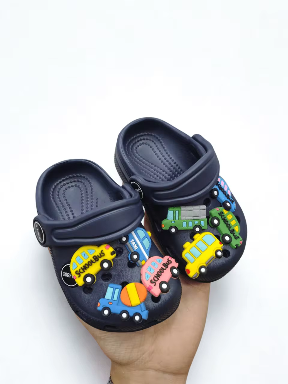 Children's Flip Flops, Corfly Style, Lightweight, 100% EVA, Brooches - Navy Blue - View 2