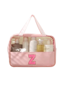 1 túi đựng đồ vệ sinh cá nhân đa năng bằng PVC, túi đựng mỹ phẩm PVC trong suốt, túi trang điểm dung tích lớn, túi trang điểm tự thiết kế chữ cái, túi đựng đồ du lịch chống thấm nước, túi đựng mỹ phẩm du lịch tối giản với nhãn dán chữ cái, thích hợp đựng mỹ phẩm, nước hoa, đi biển, trường học, phòng tắm, lễ hội, Ngày của Mẹ, Giáng sinh, món quà tuyệt vời cho mẹ, gia đình, bạn bè, túi đựng đồ vệ sinh cá nhân du lịch unisex, túi trang điểm phòng tắm. - Nhiều màu - Xem 16