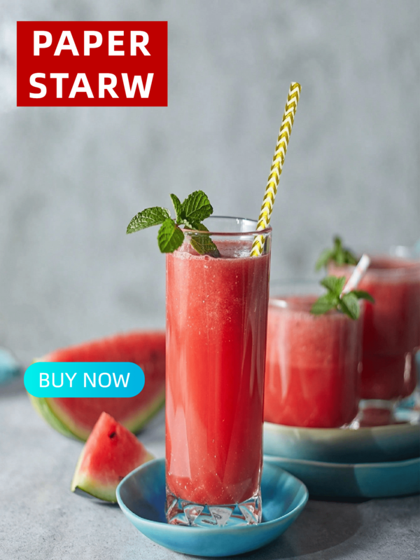 100PCS Gold And White Corrugated Paper Straws With Retro Geometric Patterns | Perfect For Party ,Coffee&Juice Decorations | Size 6*197mm