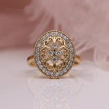 1PC Women Retro Zirconia Ring Bride Princess Engagement Wedding Band Anniversary Birthday Christmas Gift Rings For Mom Wife Girlfriend Ring Jewelry Size 5-11# - Gold - View 15