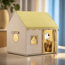 室内/室外游戏屋帐篷，公主折叠游戏帐篷，秘密基地生日礼物 - 卡其色 - 查看 7