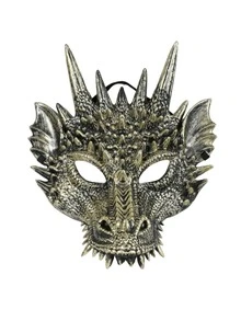 1pc Dragon Mask, Masquerade Party Mask, Halloween Decoration Prop, Halloween Carnival Mask - Multicolor - View 2