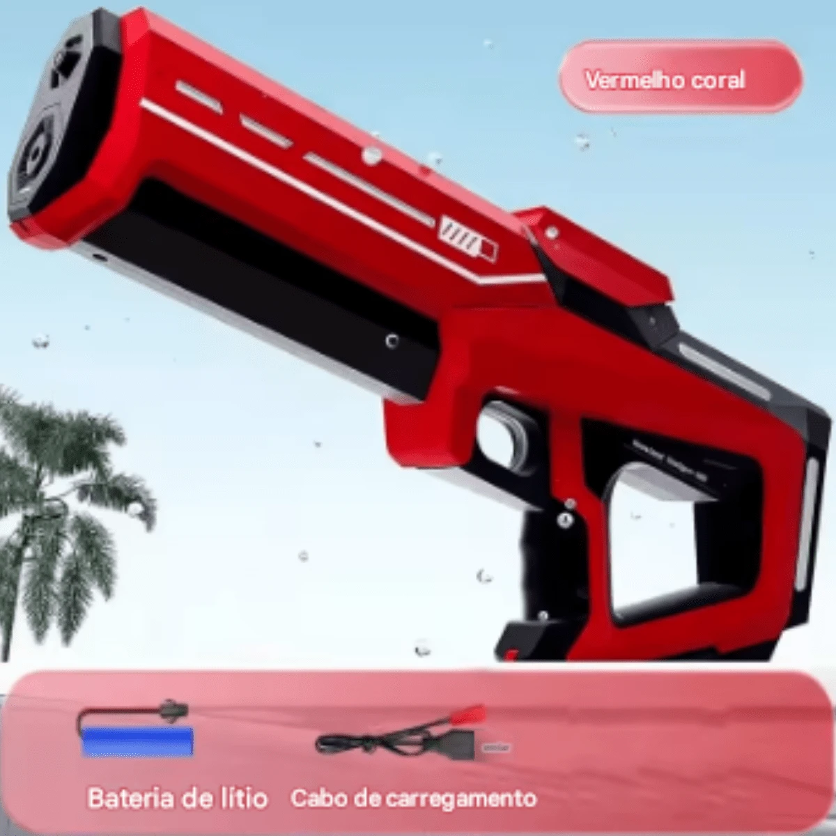 Electric Automatic Water Gun With 5 Meter Pressure Launcher - Rojo - Ver 1