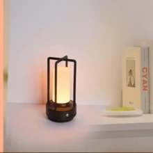QUIGO Lantern Table Lamp Cordless, LED Night Light Portable Battery Operated Lights Rechargeable Desk Lamp 3 Colors Rechargeable Cordless Camping Bedroom Bar Wireless End Side Table Patio - 黑色 - 查看 8