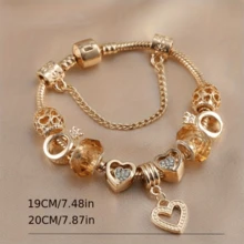 Exquisite Golden Bracelet DIY, Fashionable Love Bead Pendant Bracelet, Valentine's Day Gift Jewelry Accessory - 金色 - 查看 4