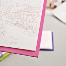 كتاب رسم مائي أكورديون، كتاب تلوين للكبار، كتاب رسم DIY، دفتر رسم مائي، مع فرشاة رسم واحدة مرفقة