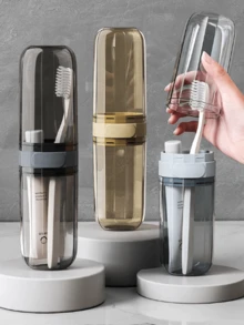 1/2/3pcs Travel Wash Cup Set, Includes Portable Toothbrush Storage Box & Rinse Cup, Suitable For Home & Outdoor Use. Comes With Transparent Storage Box To Neatly Organize Toiletries, Dust-Proof, Moisture-Proof And Easy To Carry. Includes DIY Stickers For Customization. The Travel Size Rinse Cup Meets Outdoor Cleaning Needs, Lightweight And Space-Saving. Suitable For Student Dorms, Business Trips, Hotel Stays, Outdoor Travel And Other Scenarios, Making Wash & Storage More Convenient, An Essential Travel Accessory.