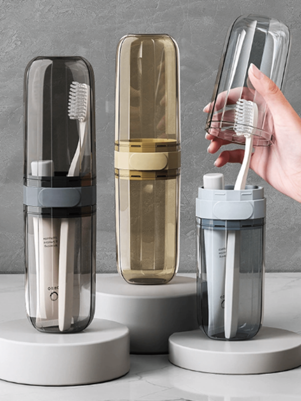 1/2/3pcs Travel Wash Cup Set, Includes Portable Toothbrush Storage Box & Rinse Cup, Suitable For Home & Outdoor Use. Comes With Transparent Storage Box To Neatly Organize Toiletries, Dust-Proof, Moisture-Proof And Easy To Carry. Includes DIY Stickers For Customization. The Travel Size Rinse Cup Meets Outdoor Cleaning Needs, Lightweight And Space-Saving. Suitable For Student Dorms, Business Trips, Hotel Stays, Outdoor Travel And Other Scenarios, Making Wash & Storage More Convenient, An Essential Travel Accessory.