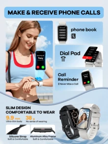 Remax 智能手表彩色 AMOLED 屏幕（1.47 英寸），IP68 防水，多个内置表盘，轻巧窄边框设计，佩戴舒适，支持多种语言，兼容 /Android/iOS，拨打/接听电话，具有通话功能、消息通知、心率、睡眠跟踪、计步器、运动模式，是送给男士、女士、朋友、生日的贴心礼物 - WATCH 29 多色 - 查看 4