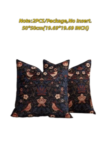 1 pieza/2 piezas Funda de almohada decorativa cuadrada, con patrón floral pastoril, adecuada para todas las estaciones, disponible en varios colores y tamaños, funda de almohada de tela jacquard multicolor de alta densidad, sin relleno de almohada, cierre con cremallera, aplicable para fiestas festivas, fundas de cojín de sofá, camas, salas de estar, oficinas, automóviles y como regalo. - pájaro negro - Ver 13