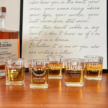 Personalized Mini Whiskey Glass, Groomsman Custom Gift, Laser Engraved Glass Cup, Wedding Party Whiskey Glass, Wedding Favor, Groomsman Gift, Personalized Mini Whiskey Glass, Engraved Groomsman Design, Groom Beer Mug, Wedding Party Engraved Glass, Groomsman Engraved Beer Mug - Transparent - View 4
