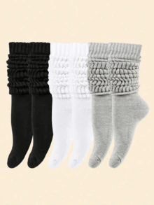 1/3 Pairs Men's And Women's Slouch Knit Mid-Calf Socks – Soft Compression Crew Socks For Fall & Winter Casual Wear Halloween & Christmas Xmas Gifts
