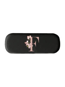 Printed With Flowers And Letters A-Z Elegant Personalized Black Glasses Case For Men & Women - Hard Shell Eyeglass Protector With Wear-Resistant Soft Lining, Suitable For Prescriptions Eyeglasses And Various Eyeglasses Accessories For Women- Portable Myopia & Glasses Organizer For Travel & Daily Use,Birthday Party Gifts(Except U Q X)