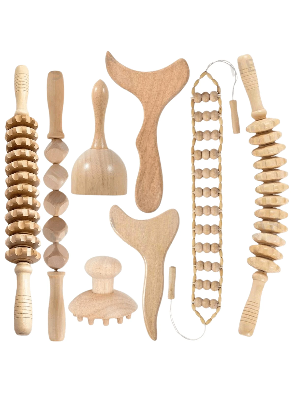 1pc Wooden Massage Tool For Body Relaxation, Can Be Used For Massaging Muscles Of Abdomen, Legs, Back, Neck, Shoulders, Waist To Relieve Tension, Wooden Scraping Gua Sha Massage Tool, Suitable As Holiday Gift For Friends - Beige - View 1