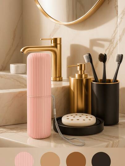 Porta Escova Dentes Canelado Tampa Banheiro Viagem Organizador Protege Escovas Pasta Higiene Candy Color