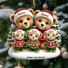 Personalized Elephant Family Christmas Decorations, Customized Bear Christmas Decorations, Gifts For Family Members For Christmas, Customized Family Name Decorations,Elegant Living,Artful Living - Bear - View 12