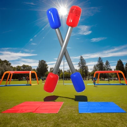 1 Pair Of Red/Blue Paired Sticks And Staffs, Inflatable Battle Sticks For Lawn Games, Interactive Outdoor Party Games, Made Of Durable Plastic, PVC Inflatable Game Supplies For Lawn Games, Floor Interactive Games, Suitable For Both Indoor And Outdoor Use