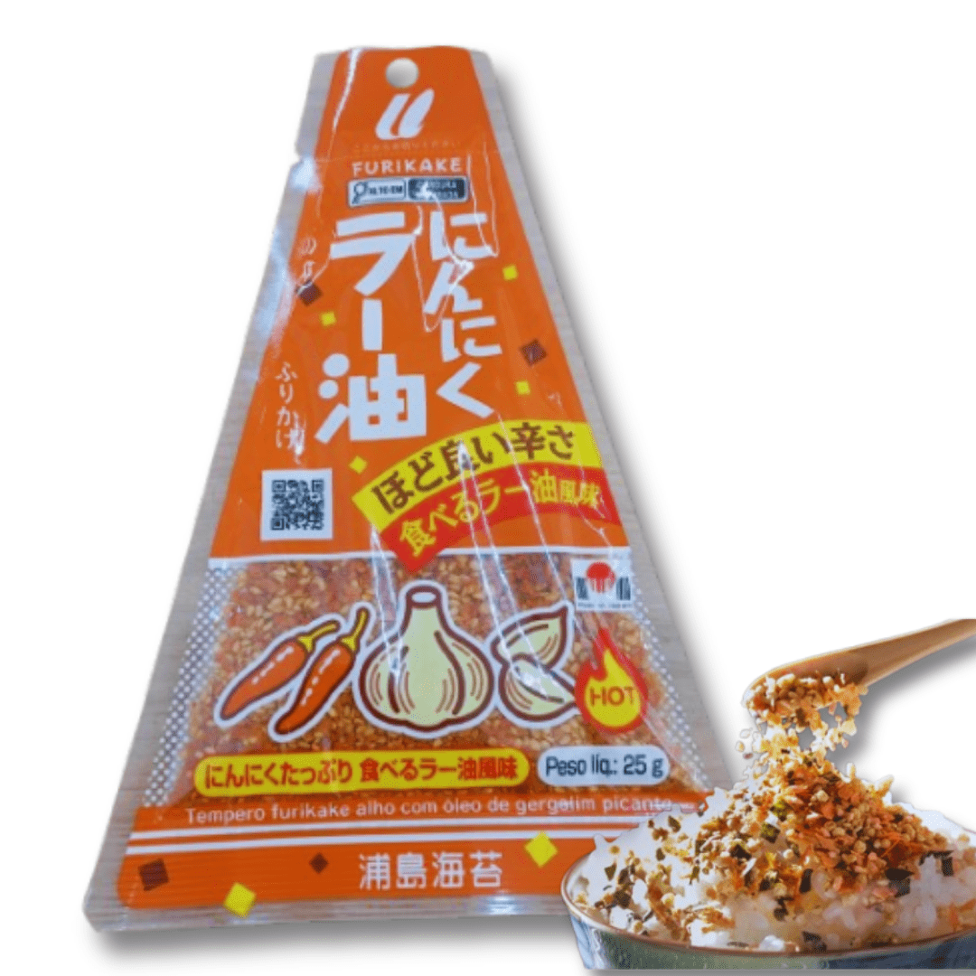 Tempero Arroz Furikake Alho e Óleo de Gergelim Picante La-Yu  25g