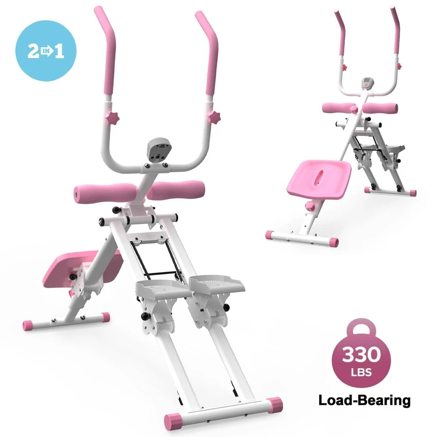 2 In 1 Stair Stepper & Ab Workout Machine - Multi-Function Trainer-Upgrade High-Efficiency Stairmaster & Ab Trainer Machine Full-Body Exercise Equipment For Home Gym Exercise - Hồng - Xem 1