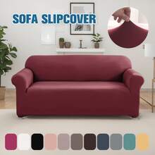 Ensemble de housses élastiques pour canapé, housses de meubles en spandex pour canapé, causeuse, fauteuil, anti-froissage, protecteur de meubles (gris clair, lait) Housse de canapé super extensible - Housse de canapé en spandex douce et antidérapante