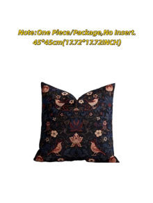 1 pieza/2 piezas Funda de almohada decorativa cuadrada, con patrón floral pastoril, adecuada para todas las estaciones, disponible en varios colores y tamaños, funda de almohada de tela jacquard multicolor de alta densidad, sin relleno de almohada, cierre con cremallera, aplicable para fiestas festivas, fundas de cojín de sofá, camas, salas de estar, oficinas, automóviles y como regalo. - pájaro negro - Ver 18