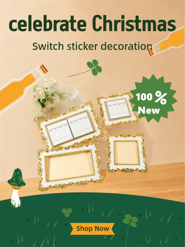 1 Stück Gold-Weiß Schalter Aufkleber, verwendet für Schalter Dekoration und Halloween, Weihnachten, Heim Wanddekoration