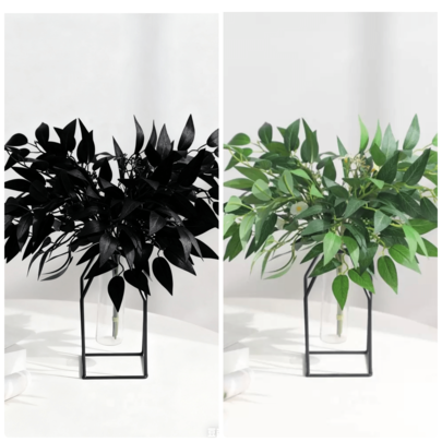1/3pcs Artificial Eucalyptus Leaves, Plastic Black Eucalyptus Stems, Fake Leaf Branches For Home Decor, Autumn Outdoor Decor, Wedding Bouquets, Thanksgiving, Halloween, Black Decor