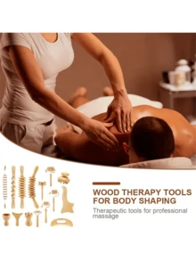 1pc Wooden Massage Tool For Body Relaxation, Can Be Used For Massaging Muscles Of Abdomen, Legs, Back, Neck, Shoulders, Waist To Relieve Tension, Wooden Scraping Gua Sha Massage Tool, Suitable As Holiday Gift For Friends - Beige - View 5