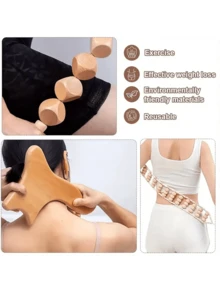 1pc Wooden Massage Tool For Body Relaxation, Can Be Used For Massaging Muscles Of Abdomen, Legs, Back, Neck, Shoulders, Waist To Relieve Tension, Wooden Scraping Gua Sha Massage Tool, Suitable As Holiday Gift For Friends - Beige - View 4