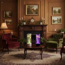 QUIGO Bubble Fish Lamp Aquarium Fish Tank Light Mood Light Cool Gift Color-Changing 3 Floating Fake Fish Aesthetic Home Office End Table Decor Gaming Room Auto Color Change - C-黑色 - 查看 2