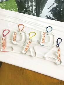 Personalized Keychain With Initial Letter, Various Color Crystal Name Tags, Backpack Initial Name Tags, Suitable For Christmas Gifts, Elegant And Unique Keychain With Pearl Chain Decoration