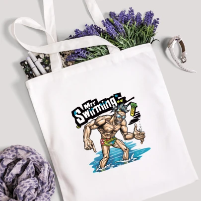 Coralgraph Mr Swimming Tote Bag - Gift For Swimmers, Swimming Coaches, Water Sports Enthusiasts - Durable, Stylish,, Reusable, Spacious, And Lightweight TB1809