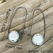 一对波西米亚复古月光石圆形耳环，适合女性日常佩戴和送礼，四季皆宜。 - 復古銀色 - 查看 5