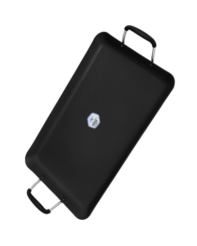 Comal rectangular Alfa Cuisine 2 parrillas, teflón premium, antiadherente, doble quemador, plancha para tortillas, carne, quesadillas, hot cakes, verduras; grill para estufa y parrilla, cocina hogar y profesional, fácil limpieza, distribución uniforme de calor, resistente y ligero, para camping BBQ.