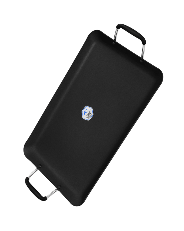 Comal rectangular Alfa Cuisine 2 parrillas, teflón premium, antiadherente, doble quemador, plancha para tortillas, carne, quesadillas, hot cakes, verduras; grill para estufa y parrilla, cocina hogar y profesional, fácil limpieza, distribución uniforme de calor, resistente y ligero, para camping BBQ.