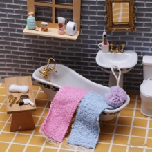 1:12 Dollhouse Bathroom Set, Miniature Home Bathroom Decorations, OB11 Photography Props, Tiny Home Decor, Miniature Metal Model Props - Multicolor - View 4