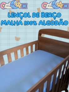 Newborn Crib Sheet 100% Cotton Mesh With American Standard Elastic - Màu xanh lam - Xem 5