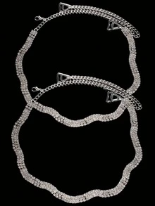 A Pair/Set Of Sexy European And American Wave-Shaped Rhinestone Shoulder Straps, Bridal Bra Adjustable Strap Shoulder Ornaments, Party All-Match Sparkling Diamond Body Chain - 水鑽肩帶007 - 查看 6
