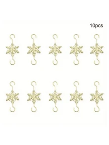 10pcs Metal Christmas Snowflake Hooks - Holiday Tree Ornaments, With Red Bows, Ideal For Holiday Decor, Christmas Tree Decoration - Multicolor - View 5