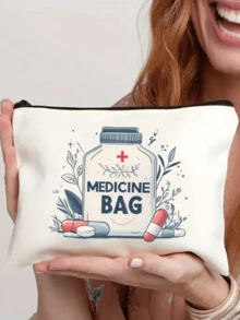 Neue tragbare Aufbewahrungstasche - Mini Kosmetiktasche, Kulturbeutel, Erste-Hilfe-Set, Reiseaccessoires, tragbare Reise-Kulturtasche mit Reißverschluss, Strand-Kulturtasche, bedruckte Aufbewahrungstasche, Datenkabel-Aufbewahrungstasche, der Luftfahrtstandard-konformen Kosmetiktasche; kann Medikamente, Erste-Hilfe-Artikel usw. aufbewahren.