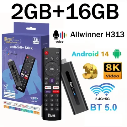 Q96 OHP Android 电视棒 TV98 ATV Allwinner H313 四核 HDR 10 4K 语音遥控器 4G 5G 双 Wifi 高清播放器 PK M98 Y10