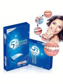 Tiras blanqueadoras de dientes, cuidado de la higiene oral, tiras blanqueadoras elásticas de doble cara, pastillas blanqueadoras, blanqueamiento de dientes en casa, kit de blanqueamiento, contiene xilitol, elimina manchas amarillas, manchas de café y vino tinto, regalo para el hogar y viaje Pasta de dientes - Azul - Ver 1